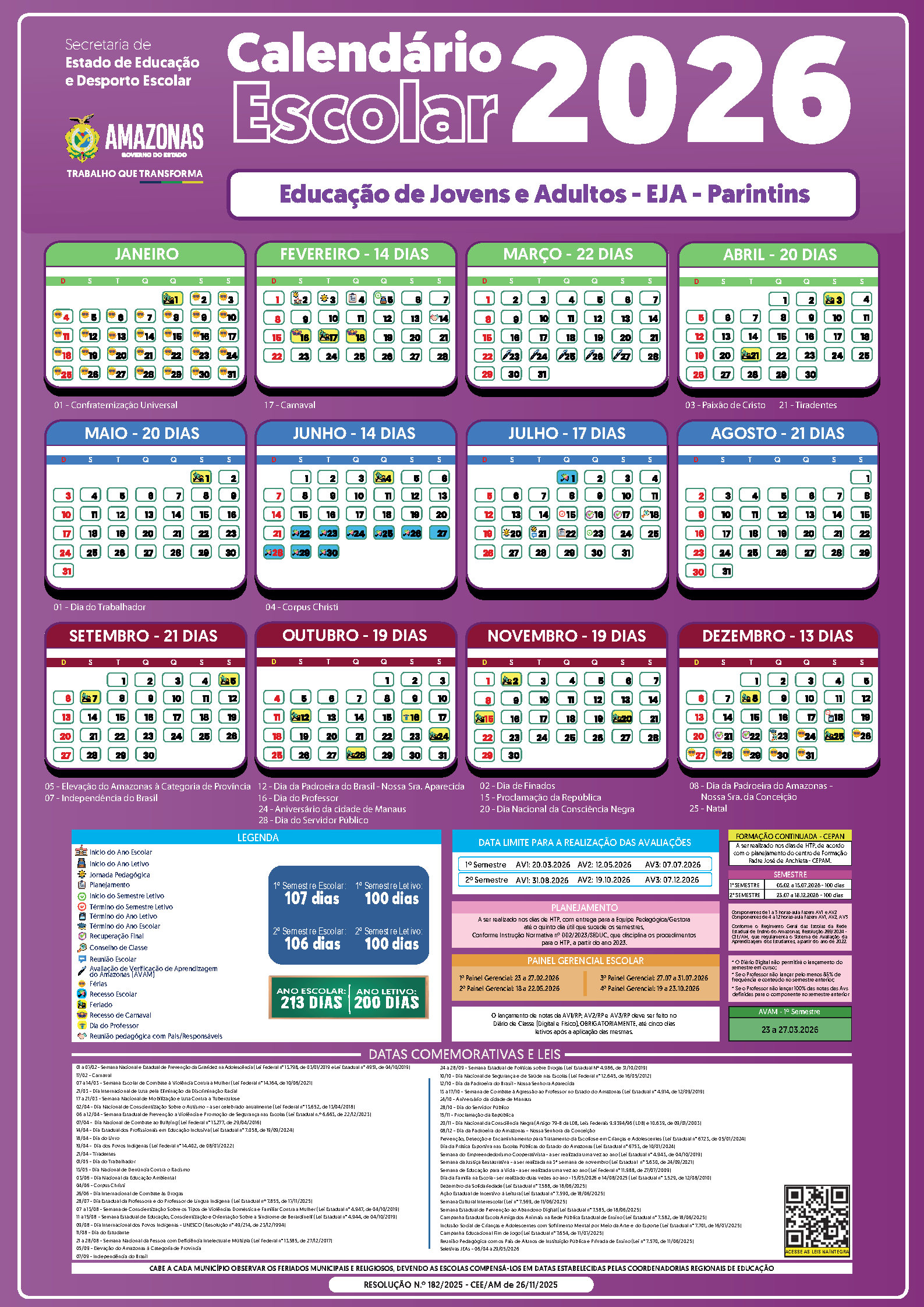 CALENDARIO 2026   Educao de Jovens e Adultos    Parintins EJA